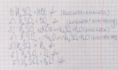 НУЖНО написать уравнение реакции характеризующее химические свойства кислот на примере H2SO4 в молек