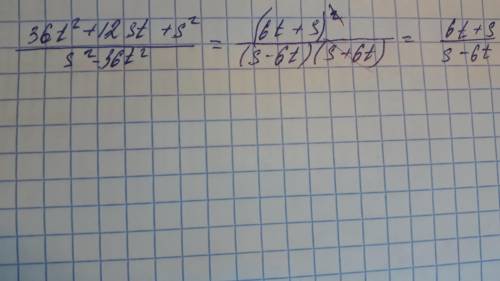 ¡СОКРАТИТЕ ДРОБЬ!36t²+12st+s² = ? s²-36t²​
