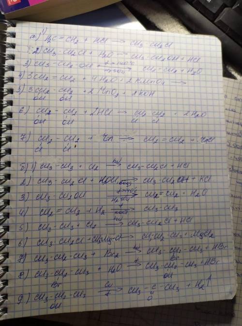 Написать уравнения реакций, с которых можно осуществить превращения: а) этен хлорэтан этанол этен эт