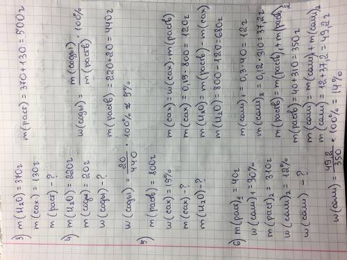 3) Определите массу раствора, если к 370 г воды присыпали 130 г сахара. 4) Определите массовую долю