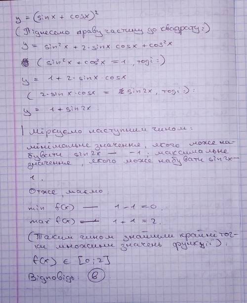 Знайти множину значень функції
