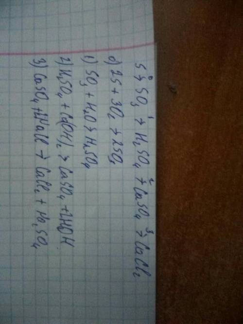 Здійснити перетворення: S → SO3 → H2SO4 →CaSO4→ CaCl2