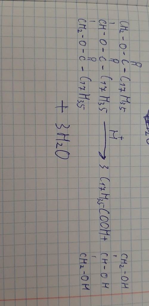 Запишіть рівняння гідролізу тристеарату.​