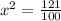 x^2=\frac{121}{100}
