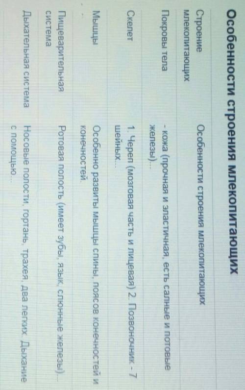 Опишите особенности внутреннего строения млекопитающих по системам органов