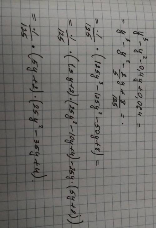 Разложите на множители y^3-y^2-0.4y+0.064