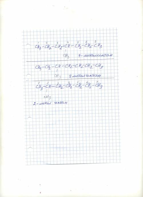 Изобразите 3 изомерных алкана с одним заместителем и дайте названия
