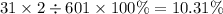 31 \times 2 \div 601 \times 100\% = 10.31\%