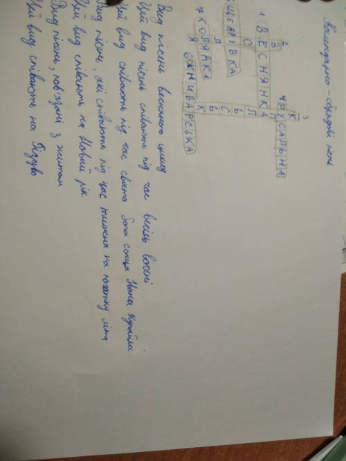 Складіть кросворд на тему Календарно обрядові пісні ​