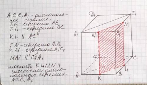 2) В прямоугольном параллелепипеде АВСДА1В1С1д1постройте сечение плоскостьюпроходящей через середину