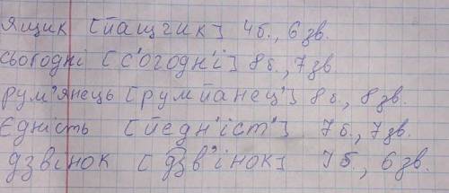 Звуки голосні й проголосні, дзвінкі та глухі, тверді й м'які например:щастя [щ ч а с т' а]-5 б., 6 з