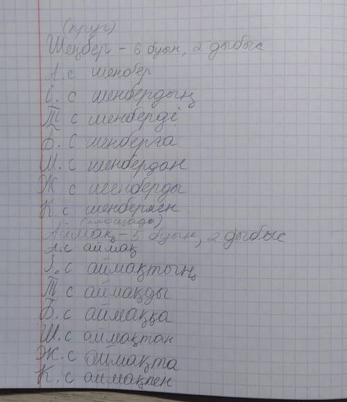 Просклонять по падижам: шеңбер, аймақ по казахскому языку​