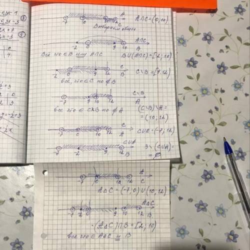 Множества А, В, C представляют собой непрерывные числовые промежутки: A = (-7;10), В = [-2;9], C = (