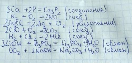 Расставьте коэффициенты, преобразовав схемы в уравнениях реакции и определите тип химической реакции