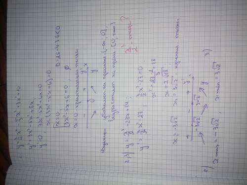 1. Найдите промежуток возрастания у убывания функции y=3/4x^4 - 5/3^3 + 3x^2 + 102. Точка max функци
