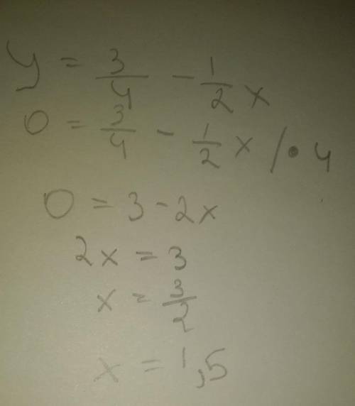 График постройте пошагово у=3/4-1/2х​
