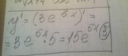 Производная функция y=3e^5x