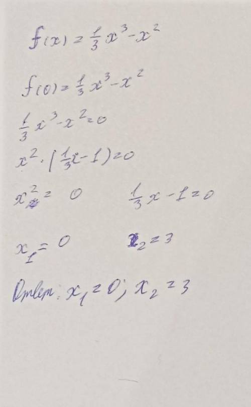 Исследуйте на экстремум функцию f(x)=(1/3)*x^3-x^2