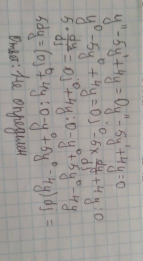 Решите дифференциальное уравнение y''-5y'+4y=0y''-5y'+4y=0