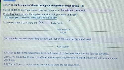 Listen to the first part of the recording and choose the correct option. Mark decided to interview p