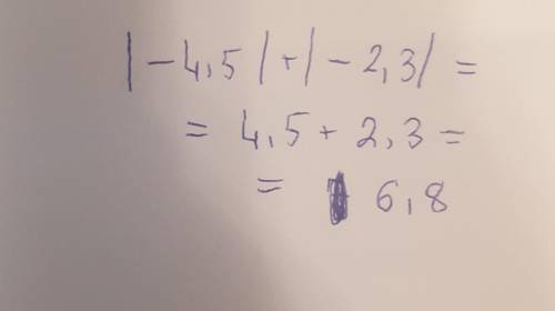 Найдите значение выражения |- 4.5| + |-2.3|​