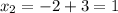 x_2 = -2+3 = 1