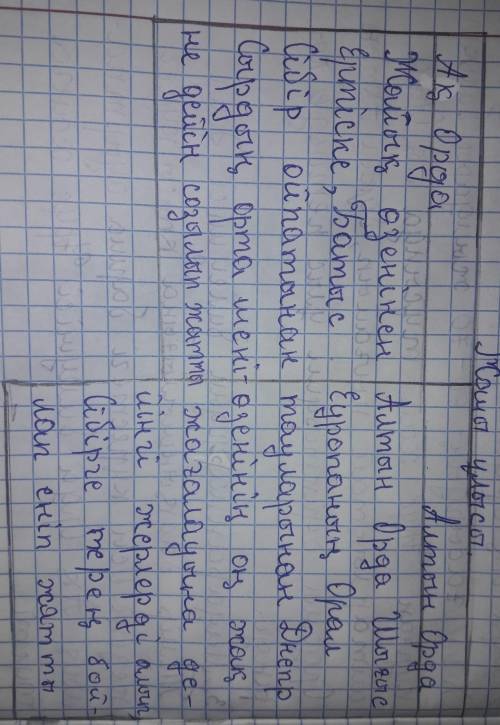 Ақ Орда және Алтын Орда мемлекеттерінің жер аумағын картаны және кілттік сөздерді қолданып жазыңыз.