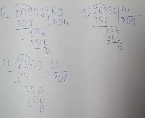 1 Выполни деление и сделай проверку.20 976 : 697 700 : 2576 356 : 84в столбик ответы присылат в виде