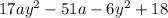 17ay^{2} -51a-6y^{2} +18