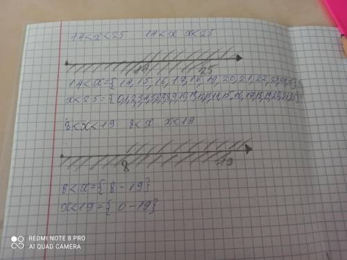 Покажи множество решений на числовом луче. Выпиши множество решений нера-венств в скобках.14<x&lt