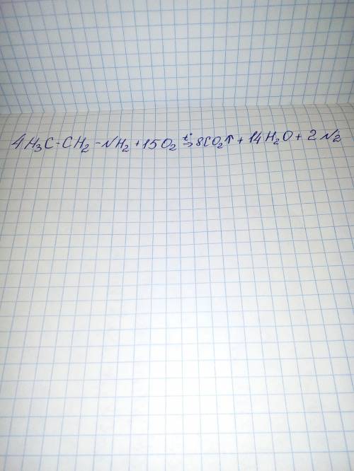 складіть рівняння реакції повного окиснення етанаміну.запишіть коефіцієнт перед формулою кисню у скл
