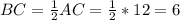 BC=\frac{1}{2}AC=\frac{1}{2}*12=6