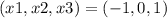 (x1, x2, x3) = (-1, 0, 1)