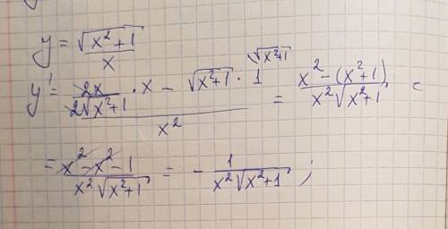 Найдите производнуюy=√x^2+1/x​