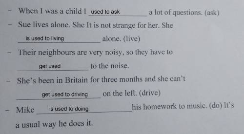 Choose used to/be used to/get used to + a verb in brackets.