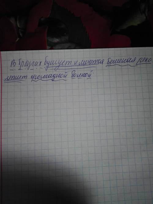 Синтаксический разбор предложения в брызгах бушует и мечется бешеная река летит громадой волн. заран