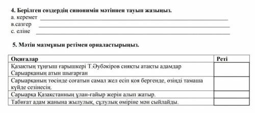 Берілген сөздердің синонимін мәтінге тауып жазыңыз .​