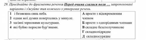 Приєднайте до фрагмента речення Перед очима слалися поля … запропоновані варіанти і з′ясуйте тип ко