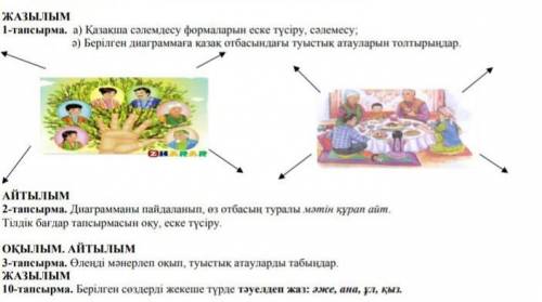 с казахским языком как записывать первое задание???что делать во втором?