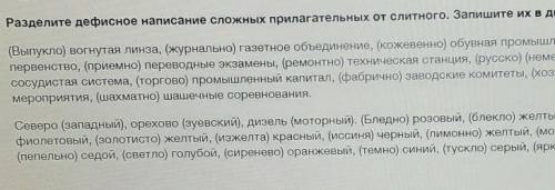 Раздели дефисное написание сложных прилагательных слитного Запишите их в две группы​