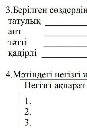 Берілген сөздердің синонимін мәтінен тауып жаз ​