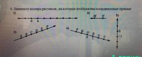 Запишите номера рисунков , на которых изображены координатные прямые : ​