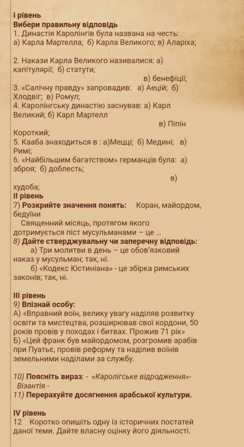 контрольну із всесвітньої історії 7 клас​