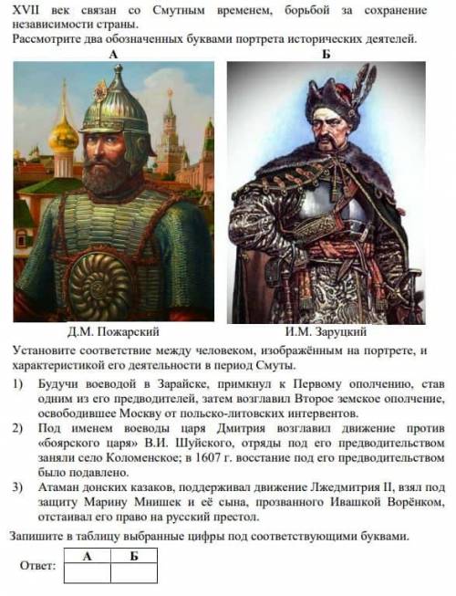 XVII век связан со Смутным временем, борьбой за сохранение независимости страны. Рассмотрите два обо