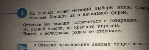Из данных словосочетаний выбери имена существительные. Запиши их в начальной форме.