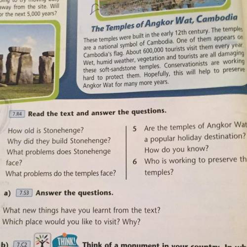 1 How old is Stonehenge? 2 Why did they build Stonehenge? 3 What problems does Stonehenge face? 4 Wh