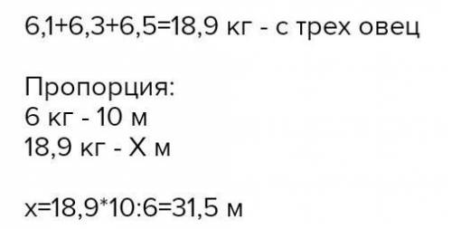 у хозяина 3 овцы. В таблице приведены данные о количестве полученной шерсти от каждой из них. ответь
