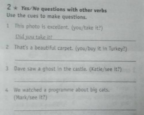 2 Yes/No questions with other verbs Use the cues to make questions.1 This photo is excellent. (you/t