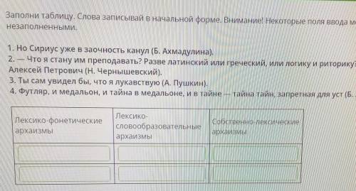 ЭТО ЗАДАНИЕ ДО ЗАВТРА Заполни таблицу. Слова записывай в начальной форме. Внимание! Некоторые поля в