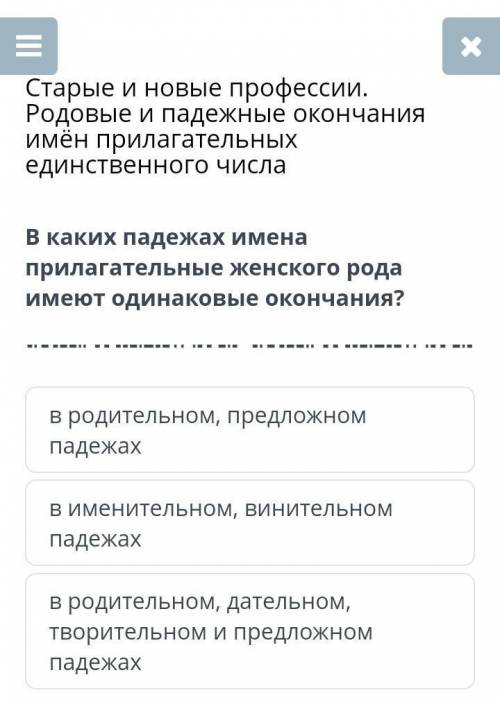 Старые и новые профессии. Родовые и падежные окончания имён прилагательных единственного числа В как